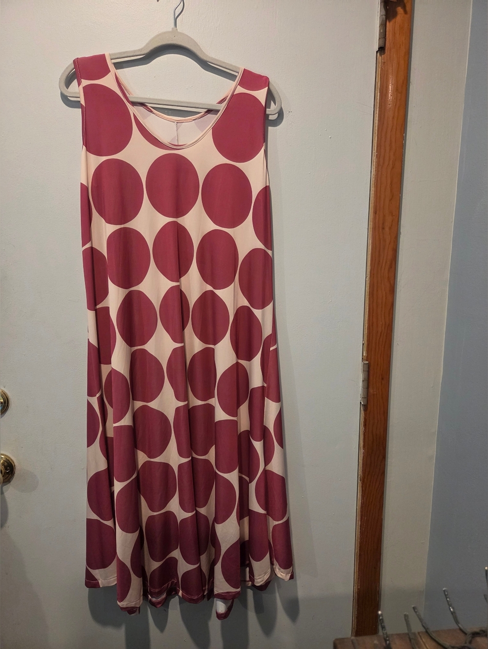 Sleeveless Pink Polka Dot A-Line Dress